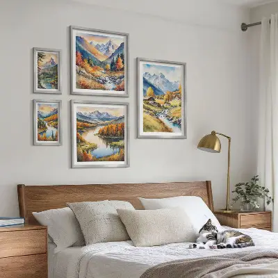 Galeria obrazów na ścianę z motywami gór, rzek i lasów