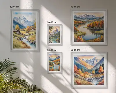 Galeria obrazów na ścianę z motywami gór, rzek i lasów