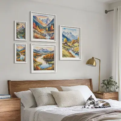 Galeria obrazów na ścianę z motywami gór, rzek i lasów