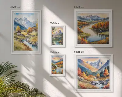 Galeria obrazów na ścianę z motywami gór, rzek i lasów