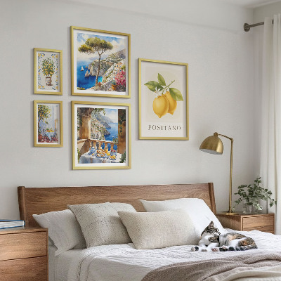 Zestaw obrazów w ramie do galerii ściennej Cytrusowe akcenty styl śródziemnomorski