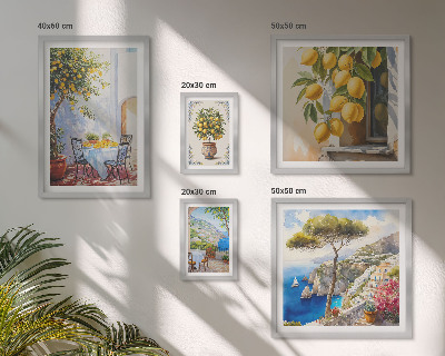 Zestaw obrazów w ramie do galerii ściennej Cytrusowe inspiracje słońce