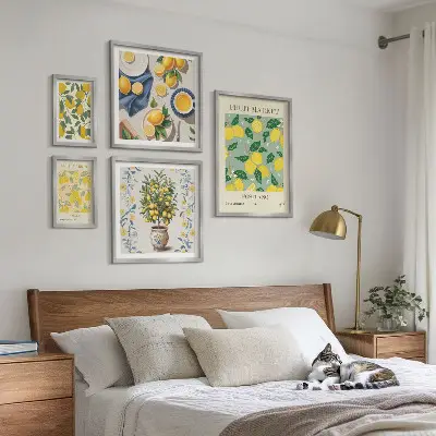 Zestaw 5 obrazów w ramie z motywem świeżych owoców cytrusowych