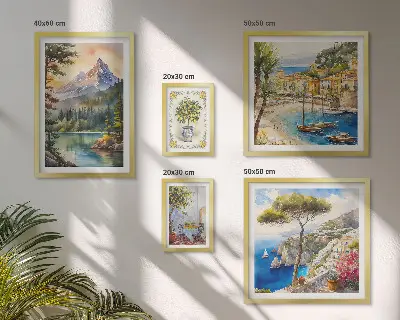 Galeria obrazów na ścianę z widokami krajobrazów gór i morza