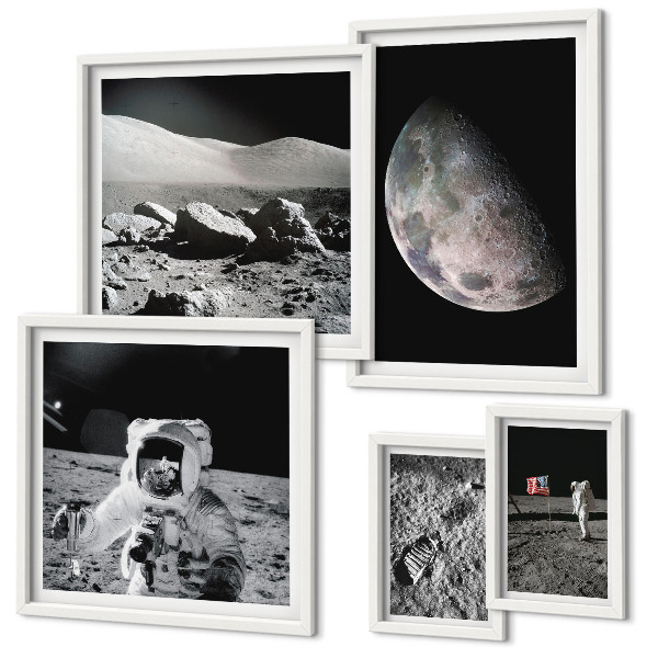 Galeria obrazów na ścianę Księżycowe pejzaże astronautów