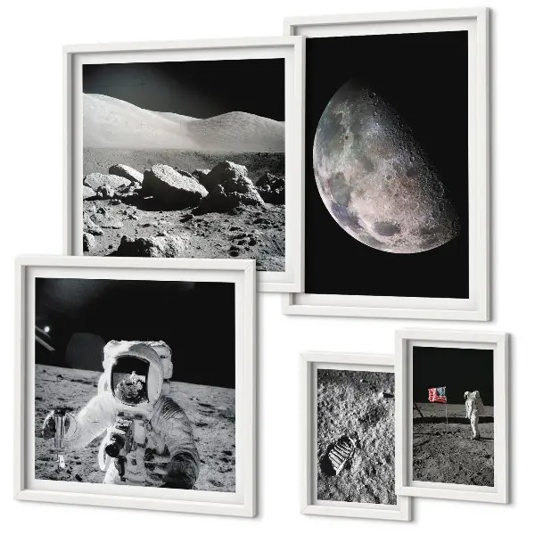 Galeria obrazów na ścianę księżycowe pejzaże z astronautami