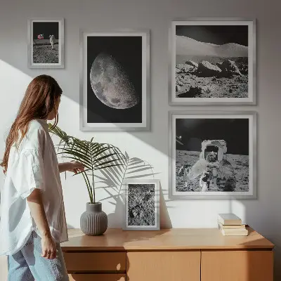 Galeria obrazów na ścianę księżycowe pejzaże z astronautami