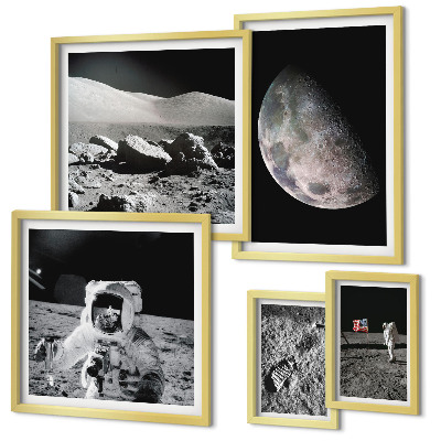 Galeria obrazów na ścianę Księżycowe pejzaże astronautów