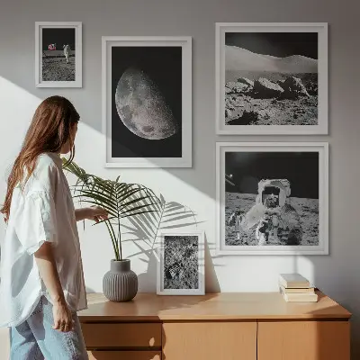 Galeria obrazów na ścianę księżycowe pejzaże z astronautami