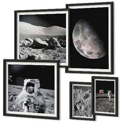 Galeria obrazów na ścianę Księżycowe pejzaże astronautów
