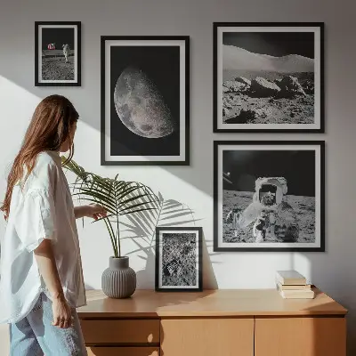 Galeria obrazów na ścianę księżycowe pejzaże z astronautami