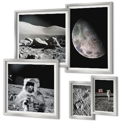Galeria obrazów na ścianę Księżycowe pejzaże astronautów