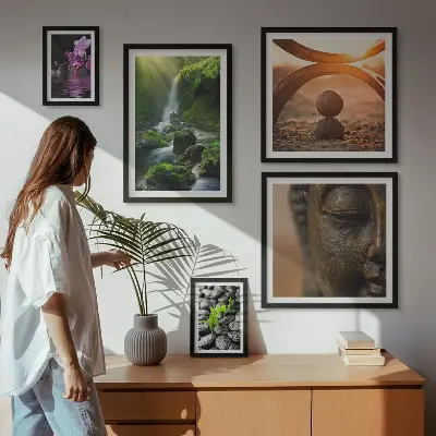 Galeria obrazów na ścianę z motywem harmonii natury w stylu minimalistycznym