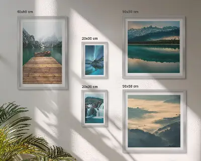 Galeria obrazów na ścianę z motywem górskich wodospadów i krajobrazów