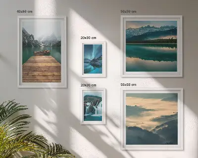Galeria obrazów na ścianę z motywem górskich wodospadów i krajobrazów
