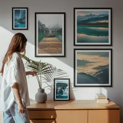 Galeria obrazów na ścianę z motywem górskich wodospadów i krajobrazów