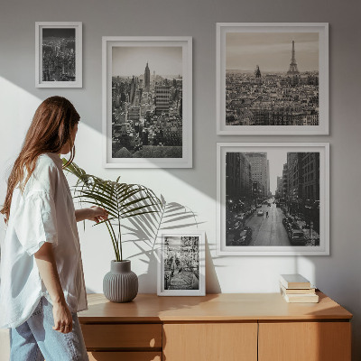 Zestaw obrazów w ramie do galerii ściennej Miejskie panoramy stolic Europy