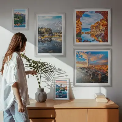 Galeria obrazów na ścianę z motywem naturalnych gór i widoków wodnych