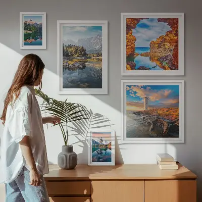 Galeria obrazów na ścianę z motywem naturalnych gór i widoków wodnych