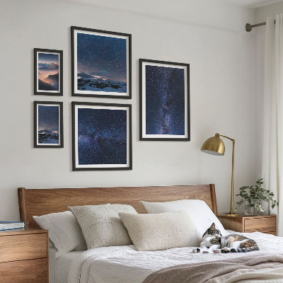 Zestaw obrazów w ramie do galerii ściennej Kosmiczne pejzaże nieba