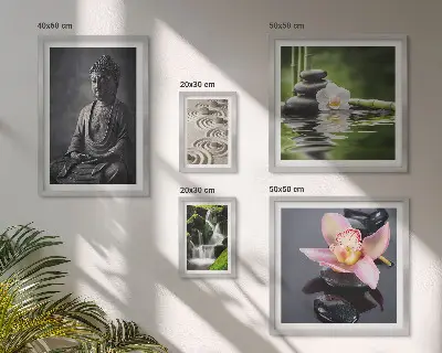 Zestaw 5 obrazów w ramie z motywem relaksującej natury zen
