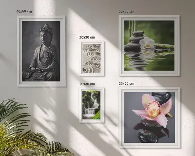 Zestaw 5 obrazów w ramie z motywem relaksującej natury zen