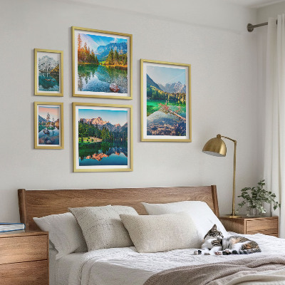 Zestaw obrazów w ramie do galerii ściennej Krajobrazy górskie jeziora lasy