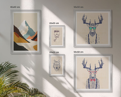Zestaw obrazów w ramie do galerii ściennej Stylowe portrety zwierząt