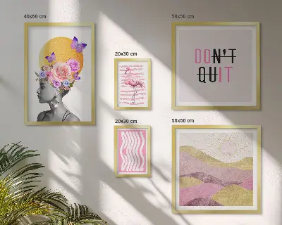Galeria obrazów na ścianę z motywem kwiatów w stylu boho