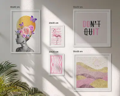 Galeria obrazów na ścianę z motywem kwiatów w stylu boho