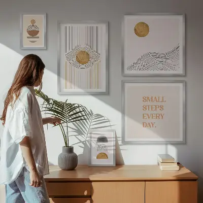 Zestaw obrazów dekoracja ścienna abstrakcyjne geometryczne wzory