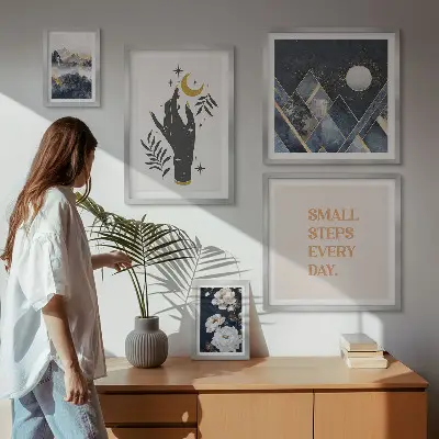 Zestaw obrazów dekoracja ścienna w stylu boho z motywami natury i przesłaniami