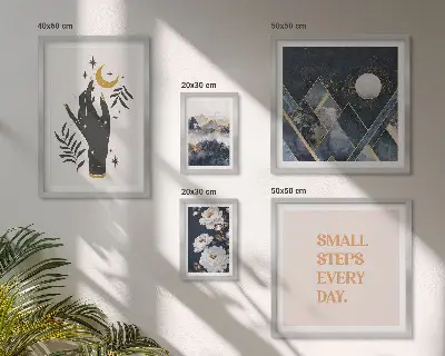 Zestaw obrazów dekoracja ścienna w stylu boho z motywami natury i przesłaniami