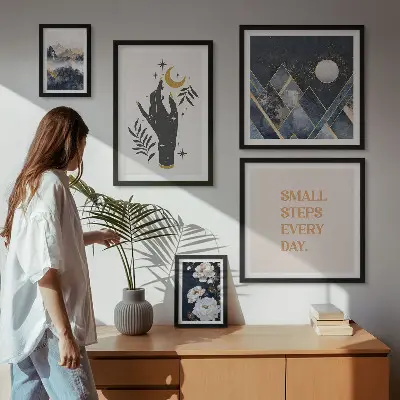 Zestaw obrazów dekoracja ścienna w stylu boho z motywami natury i przesłaniami