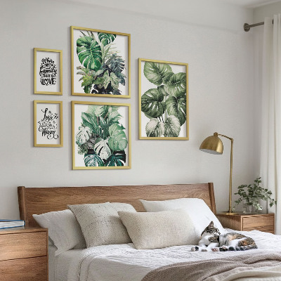 Zestaw obrazów w ramie do galerii ściennej Roślinne motywy boho cytaty