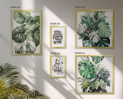 Zestaw obrazów w ramie do galerii ściennej Roślinne motywy boho cytaty