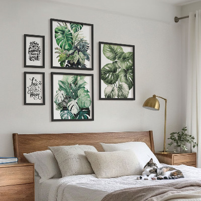 Zestaw obrazów w ramie do galerii ściennej Roślinne motywy boho cytaty