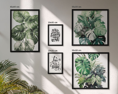 Zestaw obrazów w ramie do galerii ściennej Roślinne motywy boho cytaty