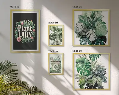 Dekoracja ścienna zestaw obrazów Roślinne boho akcenty zieleni
