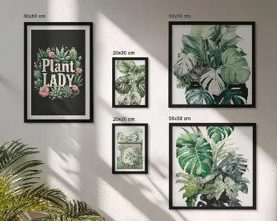 Dekoracja ścienna zestaw obrazów Roślinne boho akcenty zieleni