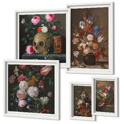 Galeria obrazów na ścianę Kwiatowe klasyczne kompozycje