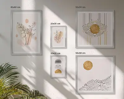 Dekoracja ścienna zestaw obrazów Stylowe minimalistyczne rośliny