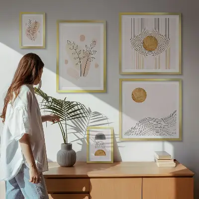 Dekoracja ścienna zestaw obrazów Stylowe minimalistyczne rośliny