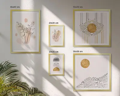 Dekoracja ścienna zestaw obrazów Stylowe minimalistyczne rośliny