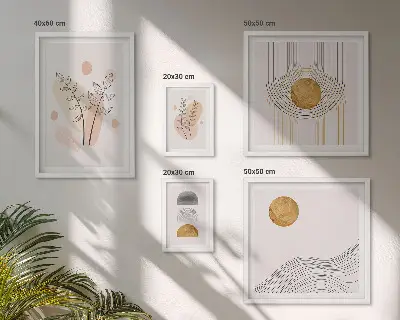 Dekoracja ścienna zestaw obrazów Stylowe minimalistyczne rośliny