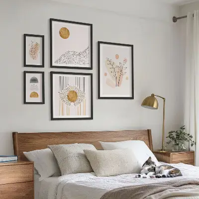Dekoracja ścienna zestaw obrazów Stylowe minimalistyczne rośliny