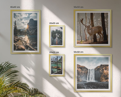 Zestaw obrazów w ramie do galerii ściennej Krajobrazy natury wodospady fauna