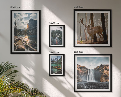 Zestaw obrazów w ramie do galerii ściennej Krajobrazy natury wodospady fauna