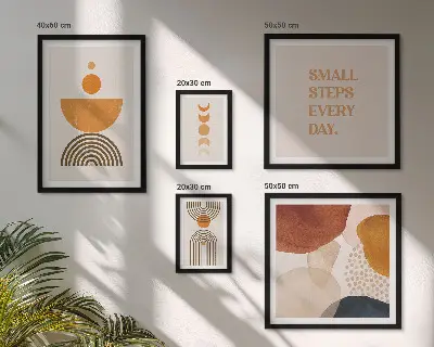 Zestaw obrazów w ramie do galerii ściennej stylowe grafiki w odcieniach ziemi