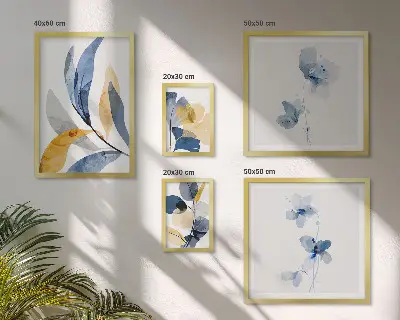Zestaw obrazów w ramie do galerii ściennej z roślinnymi motywami w pastelowych kolorach